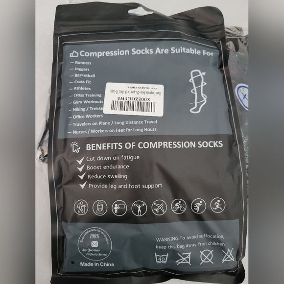 bropite Zipper Open Toe Compression Socks Women/Men 2 Pairs Knee high 15-20mmhg - Picture 7 of 8